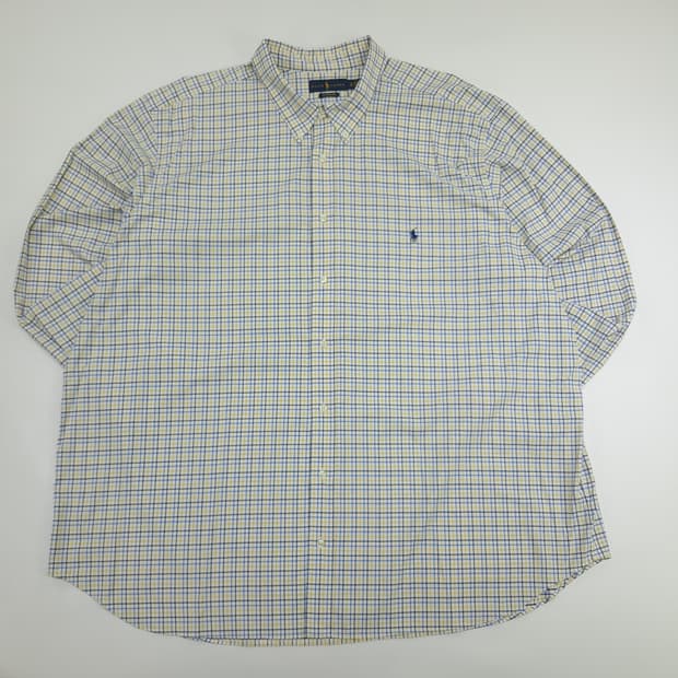 Co668 4XL Big 폴로 랄프로렌 멀티 윈도우페인 QR 긴팔 셔츠