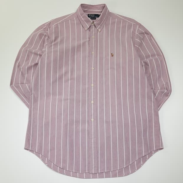 CL538 2XL 폴로 90s 올드스쿨 스트라이프 더스티핑크 셔츠 남방