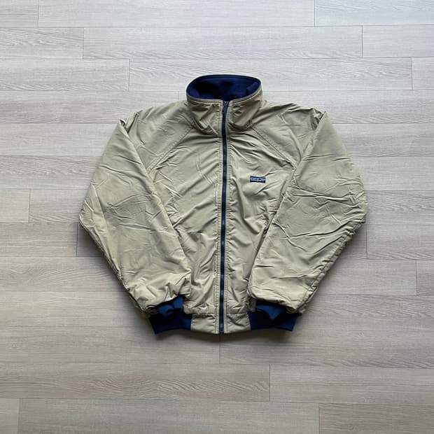 80s 파타고니아 쉘드 신칠라 베이지 네이비 봄버 자켓 rare usa