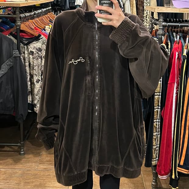 [HI] VTG 벨벳 집업 브라운 