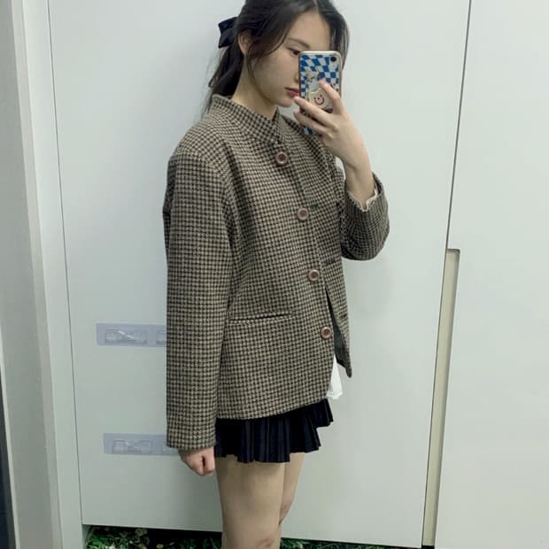 빈티지 체크 차이카라 자켓