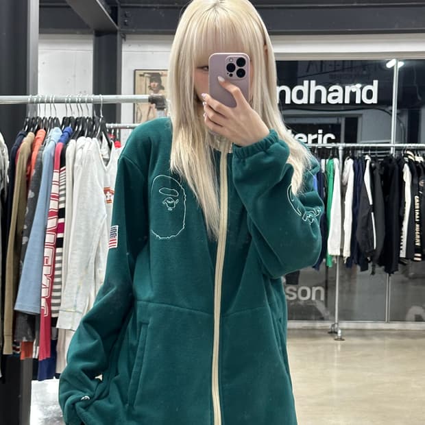 베이프 챔피온 콜라보 후디 플리스 집업