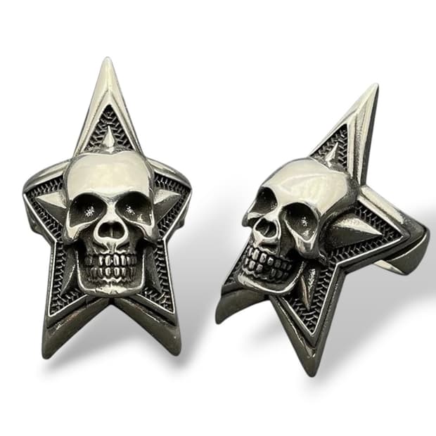 빈티지 스타 스컬헤드 링 