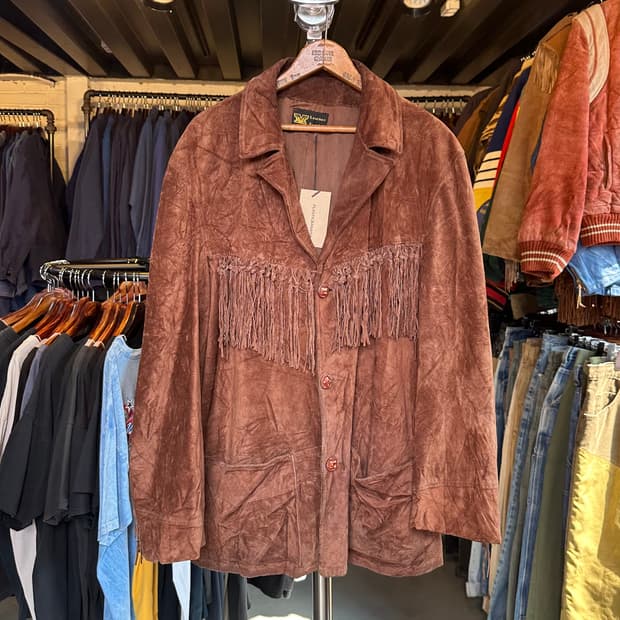 리얼 레더 웨스턴 스웨이드 프린지 자켓