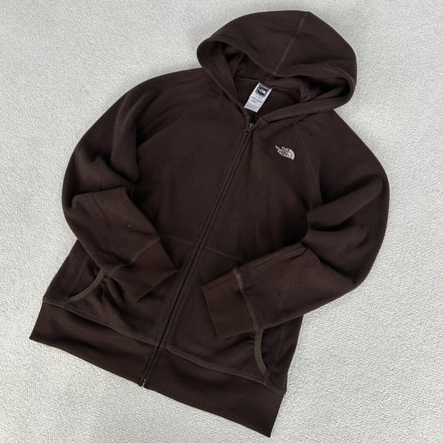 노스페이스 브라운 후드 집업 s