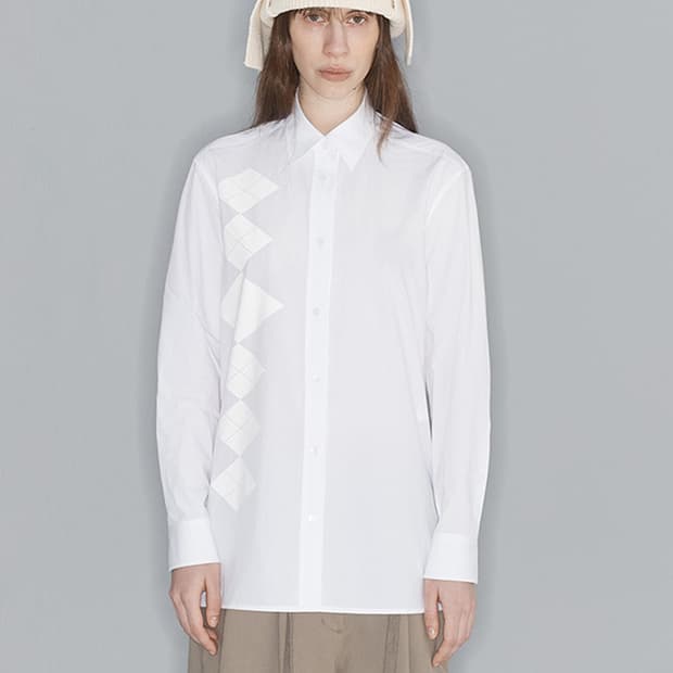 오픈와이와이 아가일 버튼 다운 셔츠 화이트