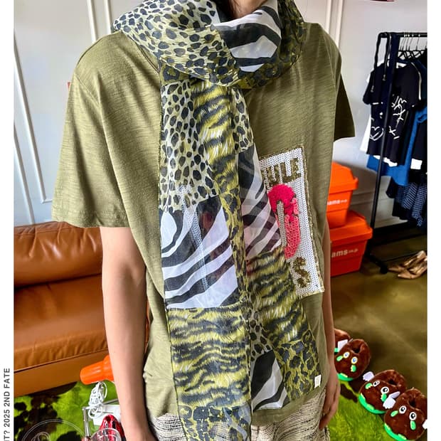Jpn Vintage Animal Mixed Long Scarf
