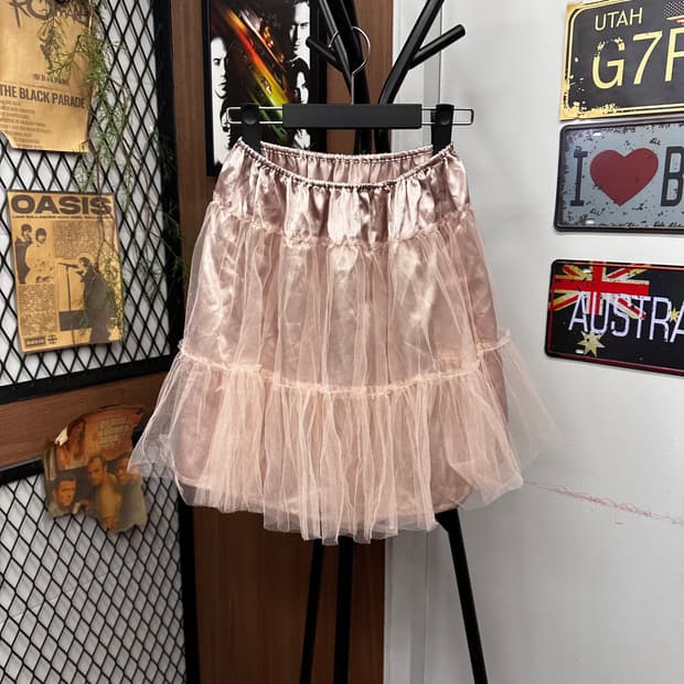 Rose Gold Chiffon Tutu Mini Skirt