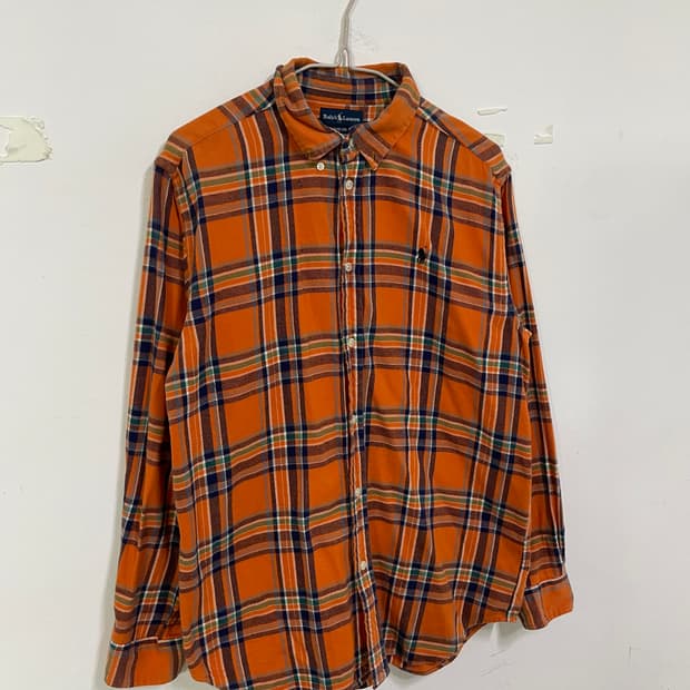 폴로랄프로렌 오렌지 체크셔츠