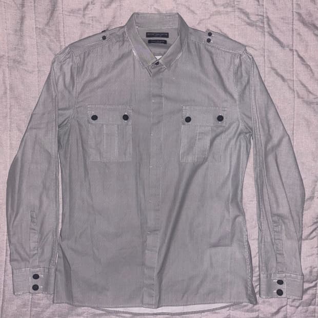 발망 스트라이프 밀리터리 견장 셔츠 48