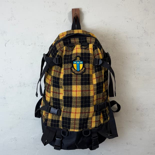 해리스트위드 90s 빈티지 체크 트위드 마운틴 백팩