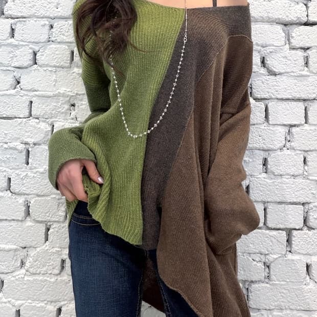 Color Block Asymmetric Knit Top