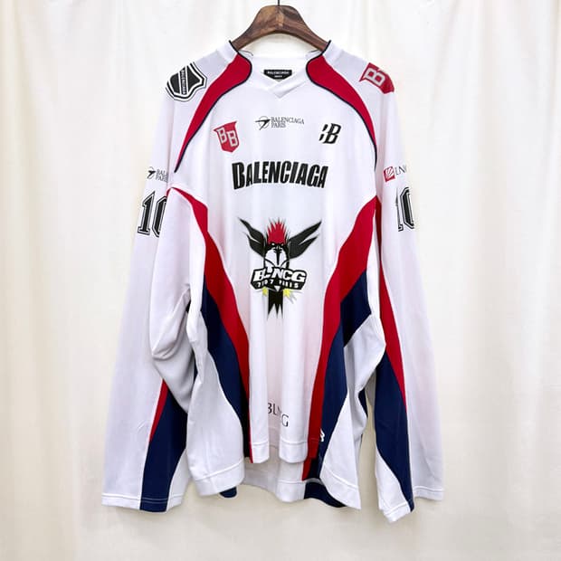 발렌시아가 하키 로고 프린팅 저지