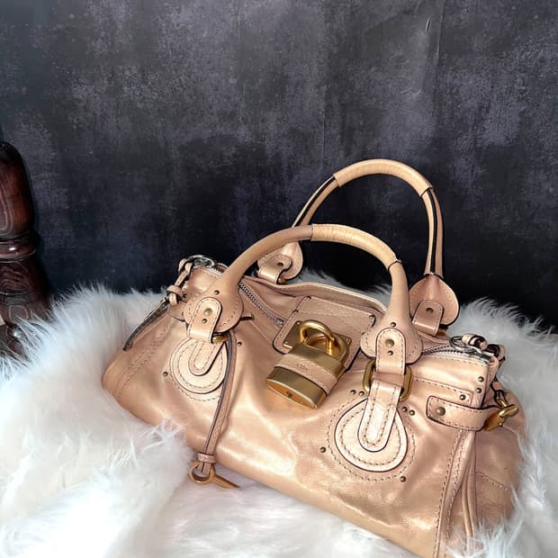 Chloe 끌로에 패딩턴 샴페인골드 레더 아카이브 자물쇠 토트백