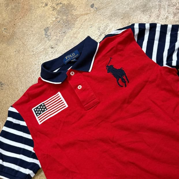 폴로 랄프로렌 USA 빅포니 배색 카라 반팔 티