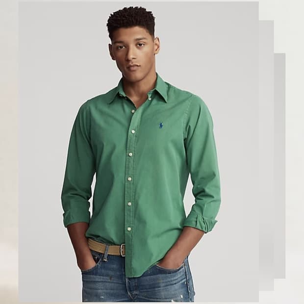 폴로 클래식핏 가먼트다이 트윌 셔츠 xs