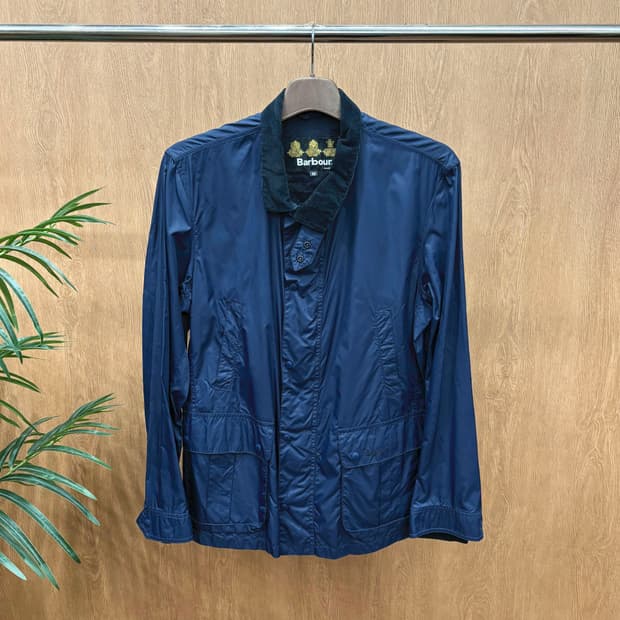 바버 라이트 웨이트 애시비 자켓 코듀로이 골덴 카라 포켓 디테일 네이비