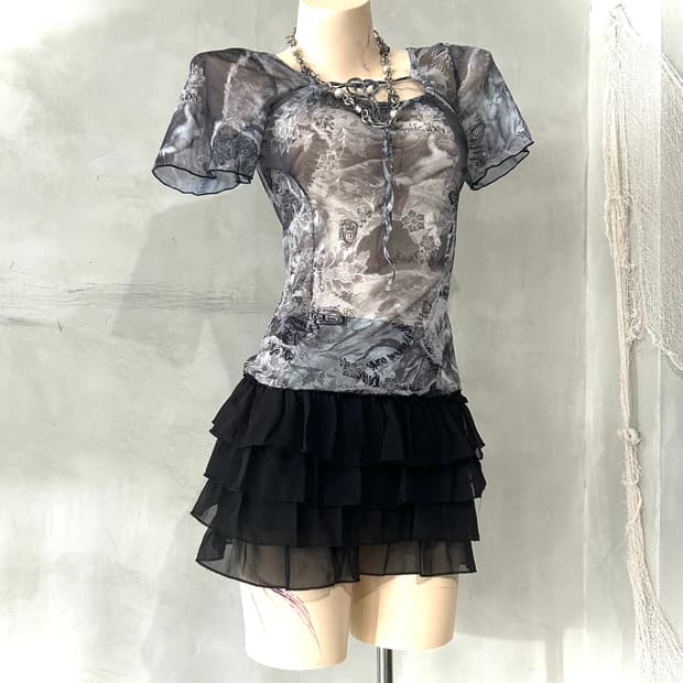 OzzOn OzzStock graphic blouse top