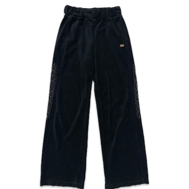 빈티지 Ellesse 블랙 벨벳 스커드 와이드 팬츠