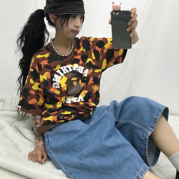 🤎 베이프 카모 컬리지 반팔 티셔츠 ( 레어 ) 🤎