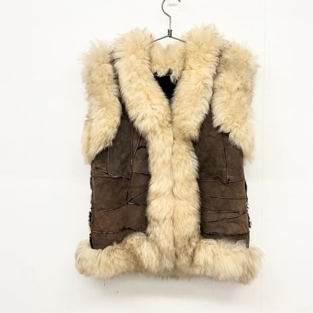 브라운 무스탕 조끼 베스트