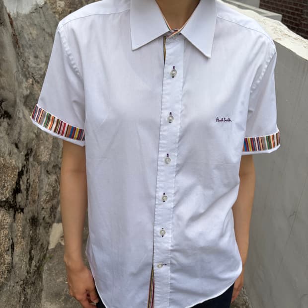 Paul Smith 멀티 스트라이프 트림 반팔 셔츠