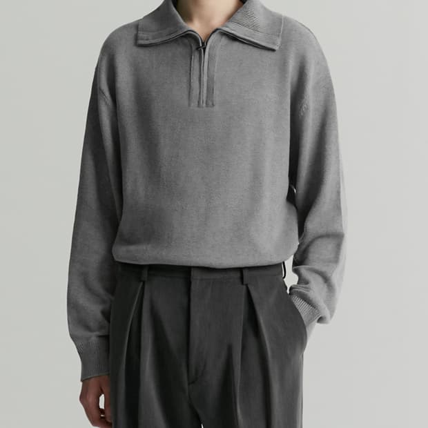 커스텀어클락 컨템포러리 하프 집업 니트 그레이 M