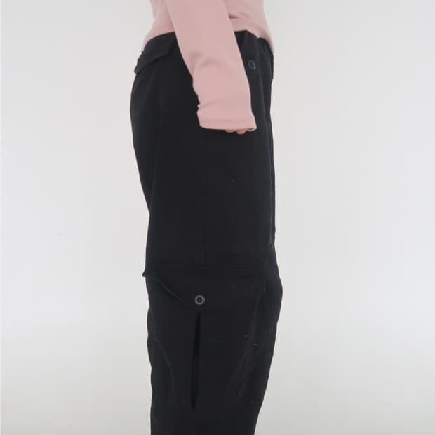아워캐비넷 카고 팬츠 black washing cargo pants