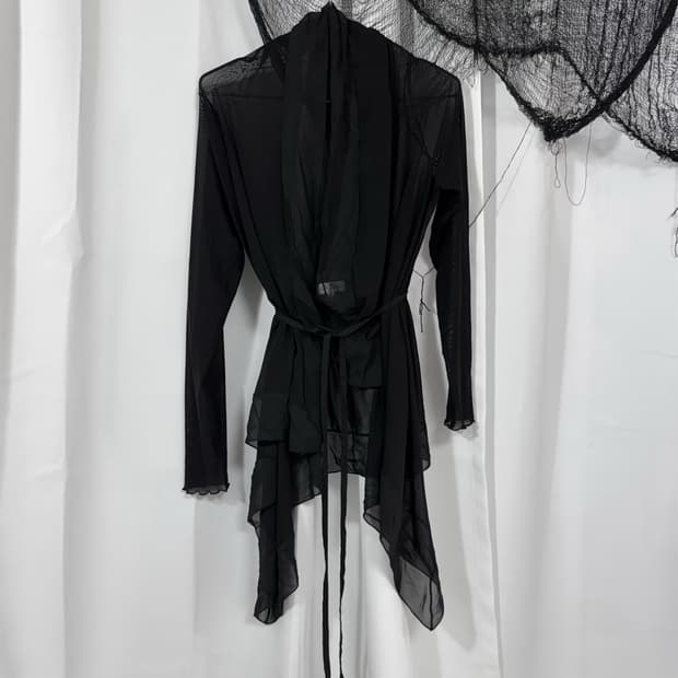see through frill cardigan