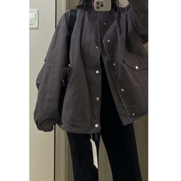 오로 oro 라퍼지포우먼 야상 자켓 오버핏 필드 숏 자켓  (그레이)