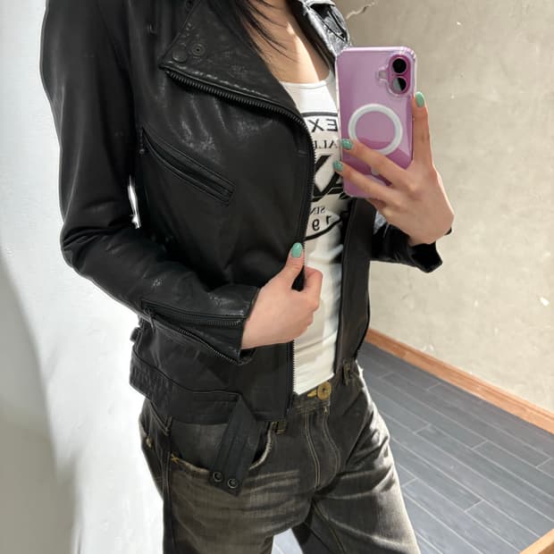 히스테릭 글래머 양가죽 라이더 자켓