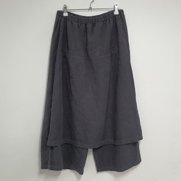 빈티지 젠더리스 린넨 레이어드 스커트팬츠