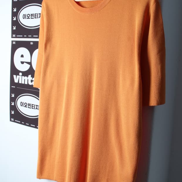 (2XL-3XL) 솔리드옴므 반팔 티셔츠 니트 오렌지 무지-H32371