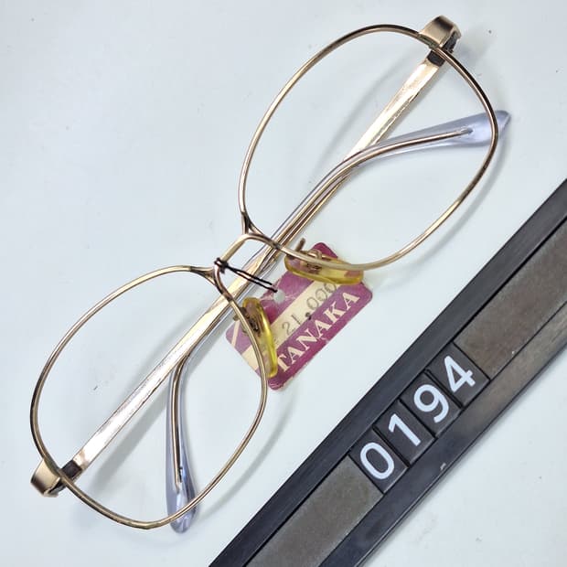 80s 일본 빈티지 데드스톡 미사용/골드 오벌 라운드 안경테 52mm