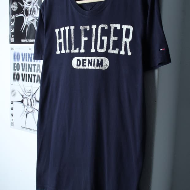 (L-XL) 타미힐피거 반팔 티셔츠 빅로고 네이비 에이징-199938