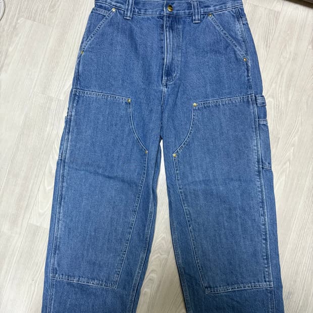 칼하트 WIP 내쉬 더블니 팬츠 블루스톤워시드