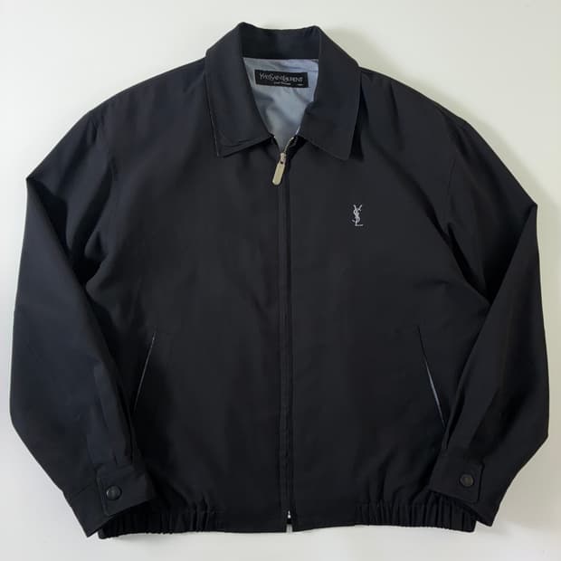 YSL 입생로랑 폴리쉘 네이비 라벤더 자수블루종 자켓