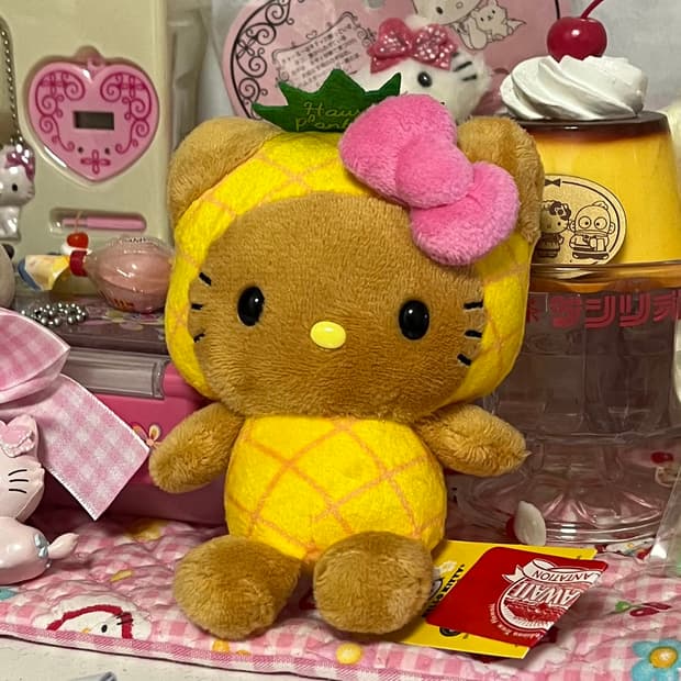 산리오 하와이 파인애플 키티 인형 키링 마스코트 태닝키티 스트랩