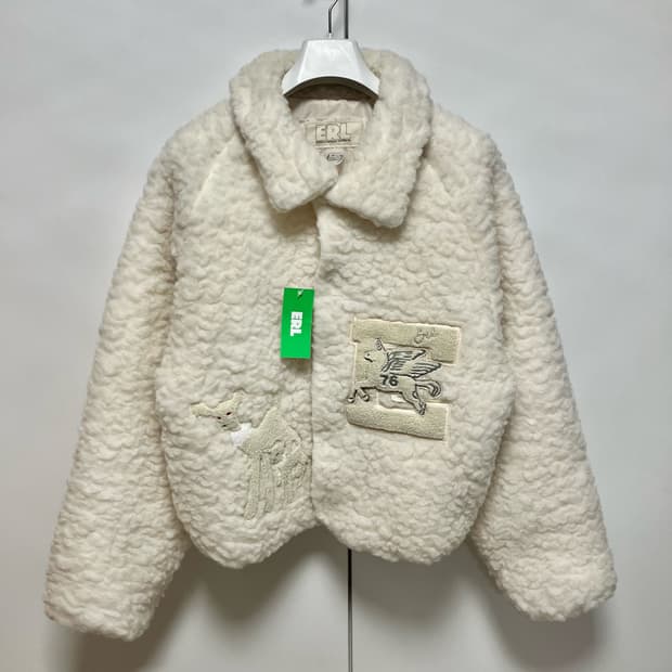 [M]이알엘 ERL 바시티 시어링 자켓/오트밀