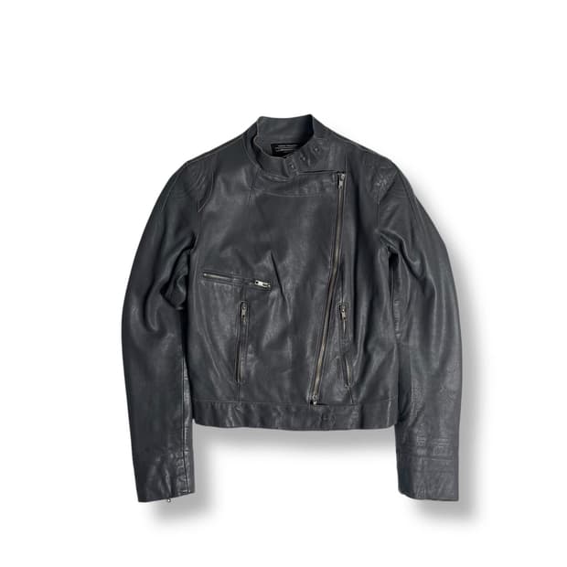 Marco tagliaferri 그레이 가죽크롭 라이더 자켓(italy)