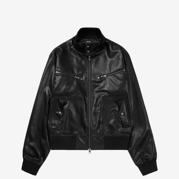 아캄 High-Neck Leather Jacket (새상품)