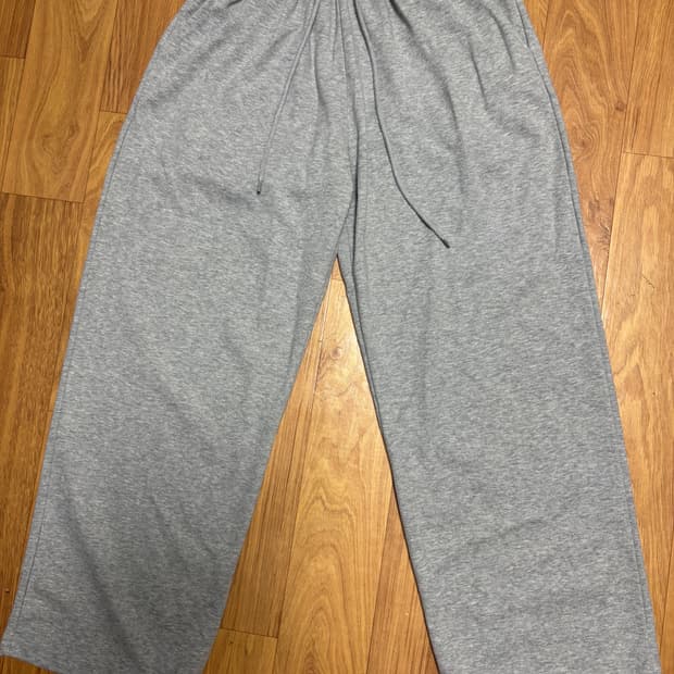 에스티에스티 와이드핏 트레이닝 스웻팬츠 메쉬 그레이 블랙 세트 M