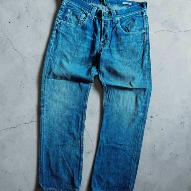 Levi's Premium 재팬 라인 아카이브 그린 배색 스트레이트 데님