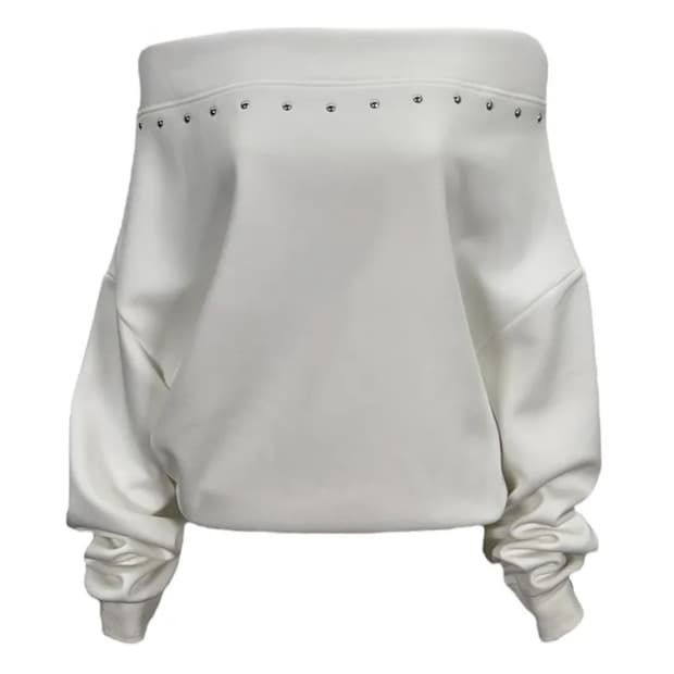 스터드 오프숄더 맨투맨