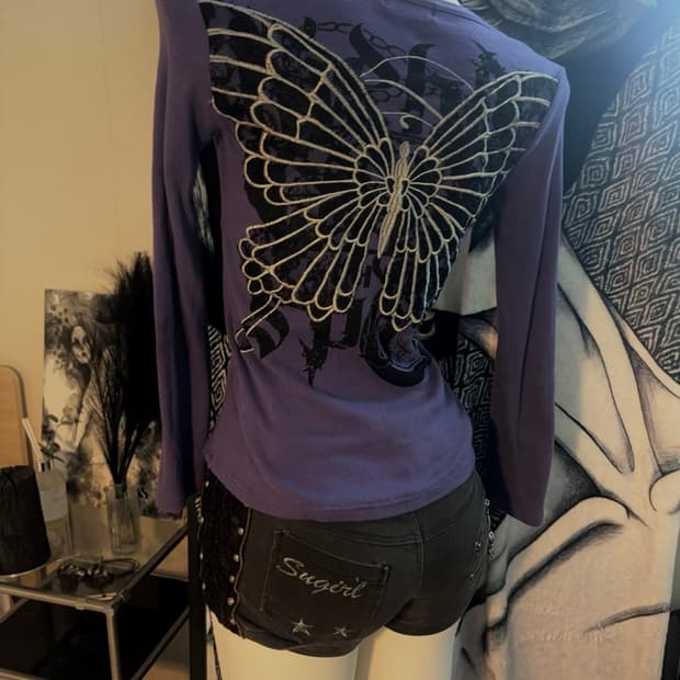 vintage funk top denim shorts set