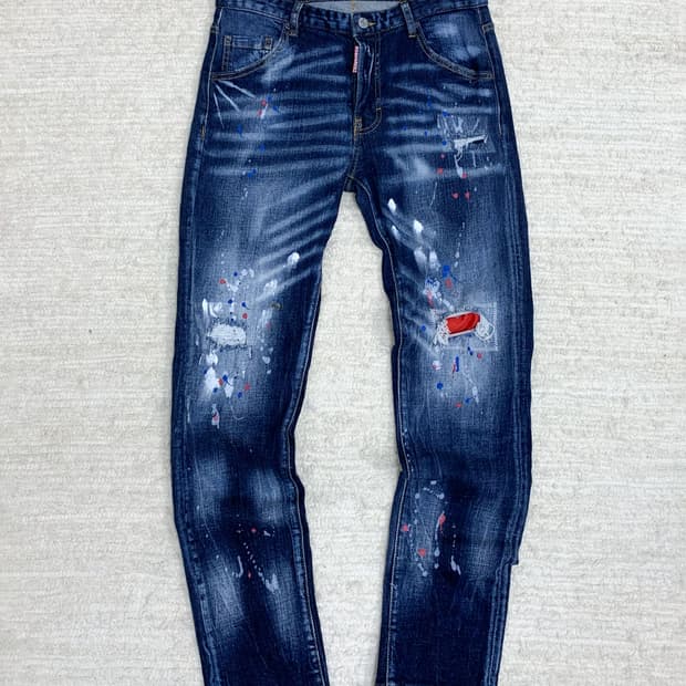 Dsquared2 paint-splatter washed jeans