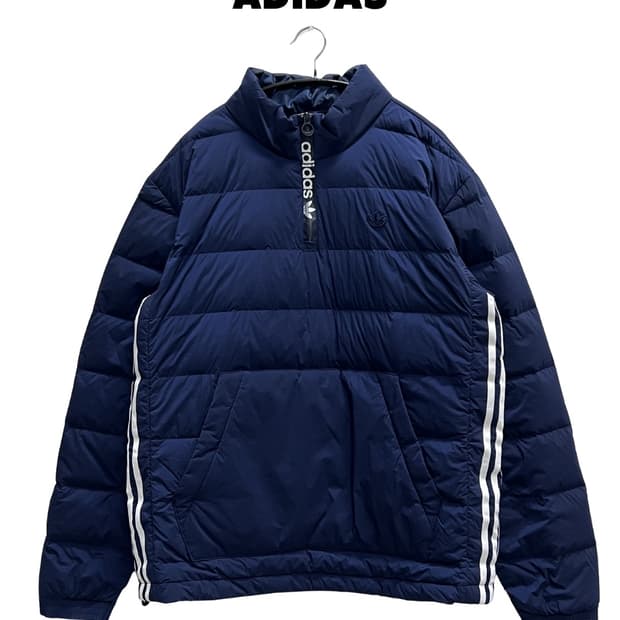 아디다스 덕다운 하프집 패딩 아노락 네이비