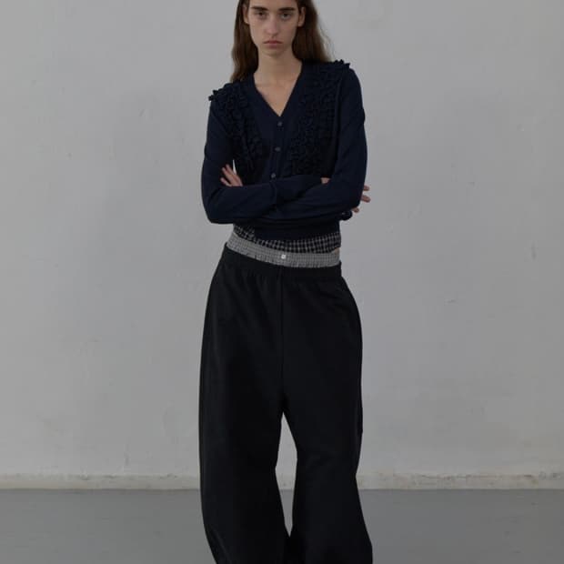 LCDC TM 레이어드 체크 스웻팬츠 블랙