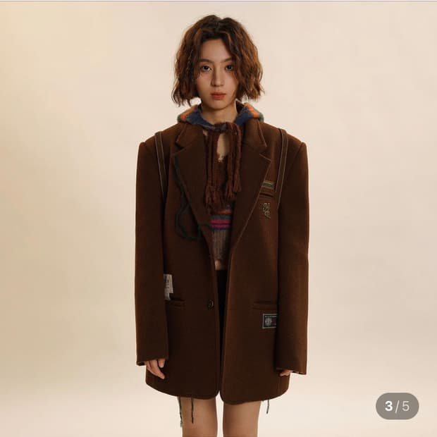 MOROMORO2 로고 패치 빈티지 블레이저 캐주얼 자켓