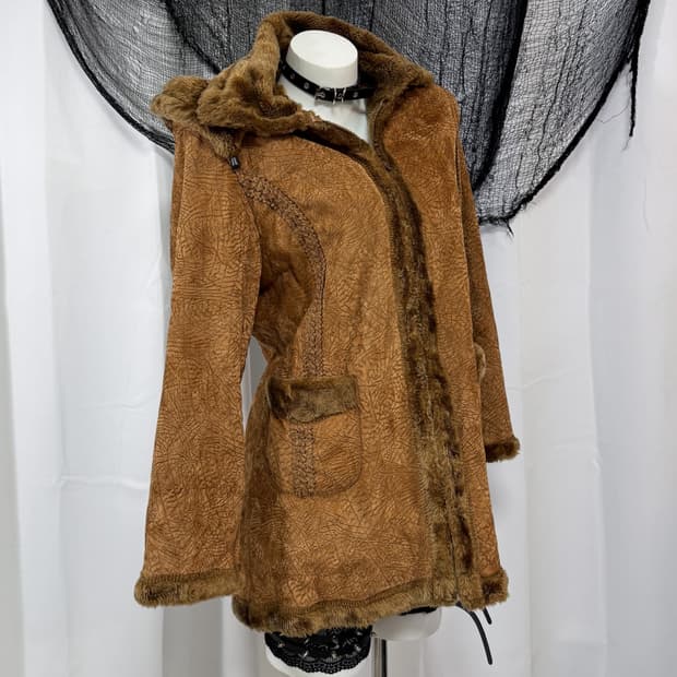brown fur hood jacket